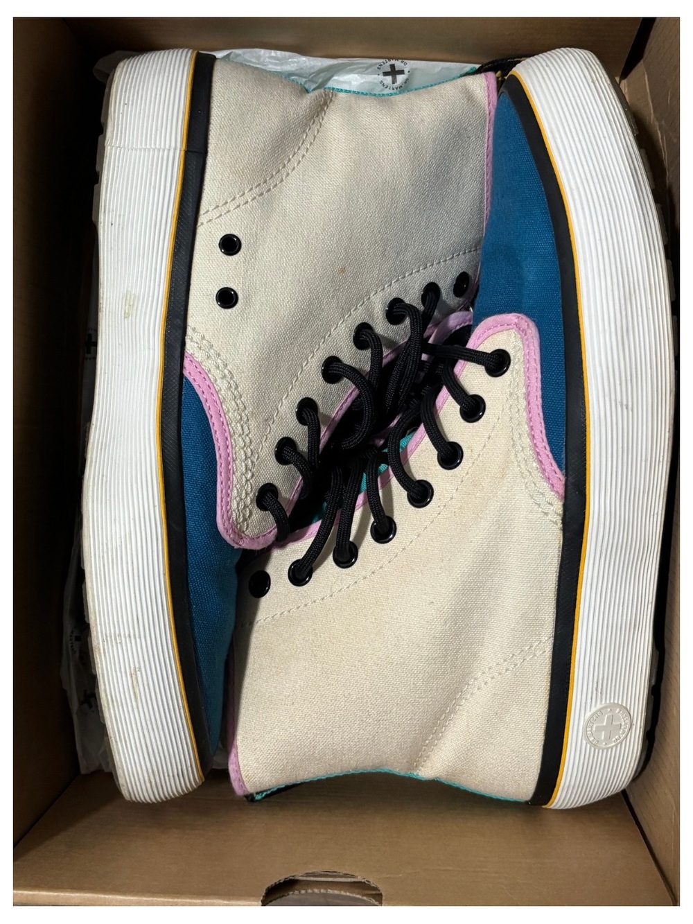 Dr. Martens Canvas High-Top Sneakers in Cream, Teal & Pink
